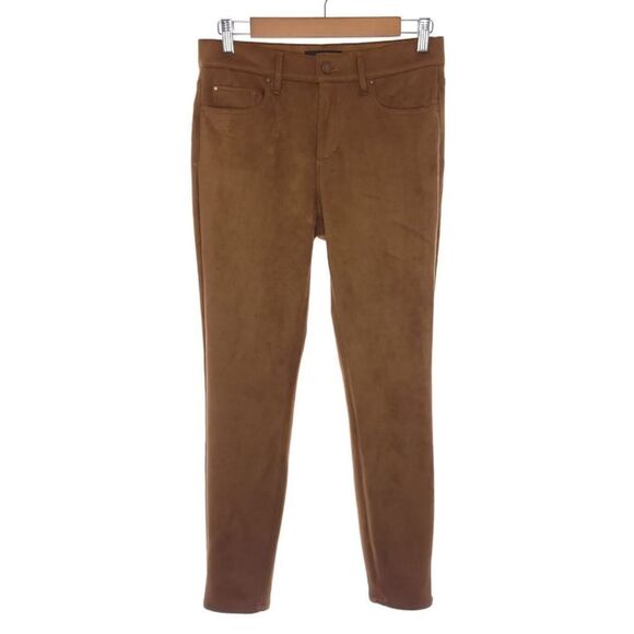 Ann Taylor The Skinny Mid Rise Solid Brown Faux Suede Pants Womens Size 4 - Picture 1 of 13